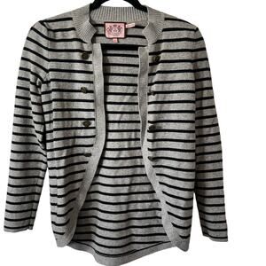 JUICY COUTURE Striped Military Style Gray/Black Striped Cardigan SOLD